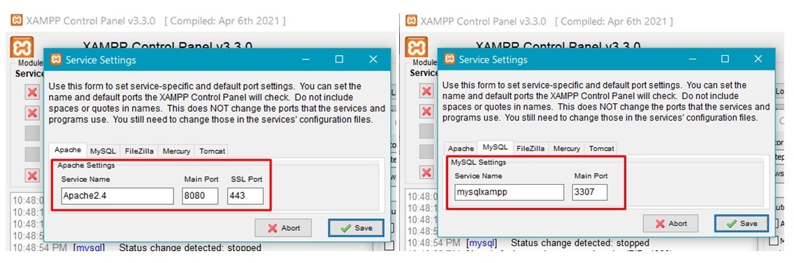xampp-service-settings
