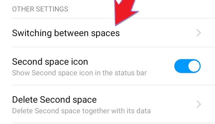 switch to second space
