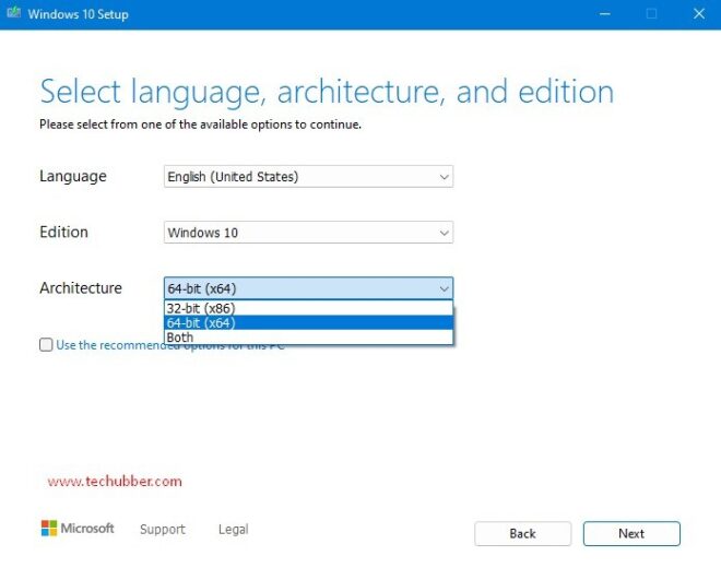 preferred language, Windows edition, and System Architecture.