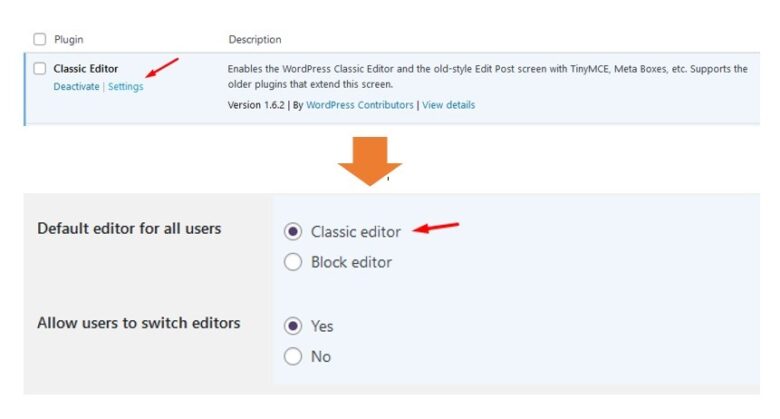 disable-block-editor-enable-classic-editor-wordpress