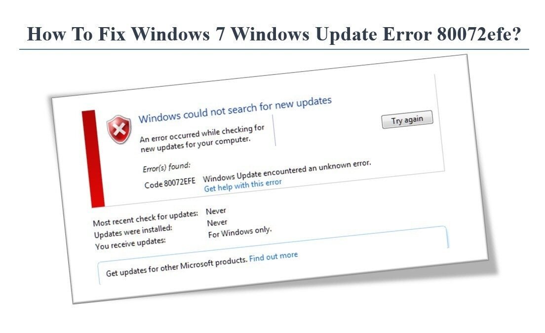 Windows 7 Windows update error 80072EFE