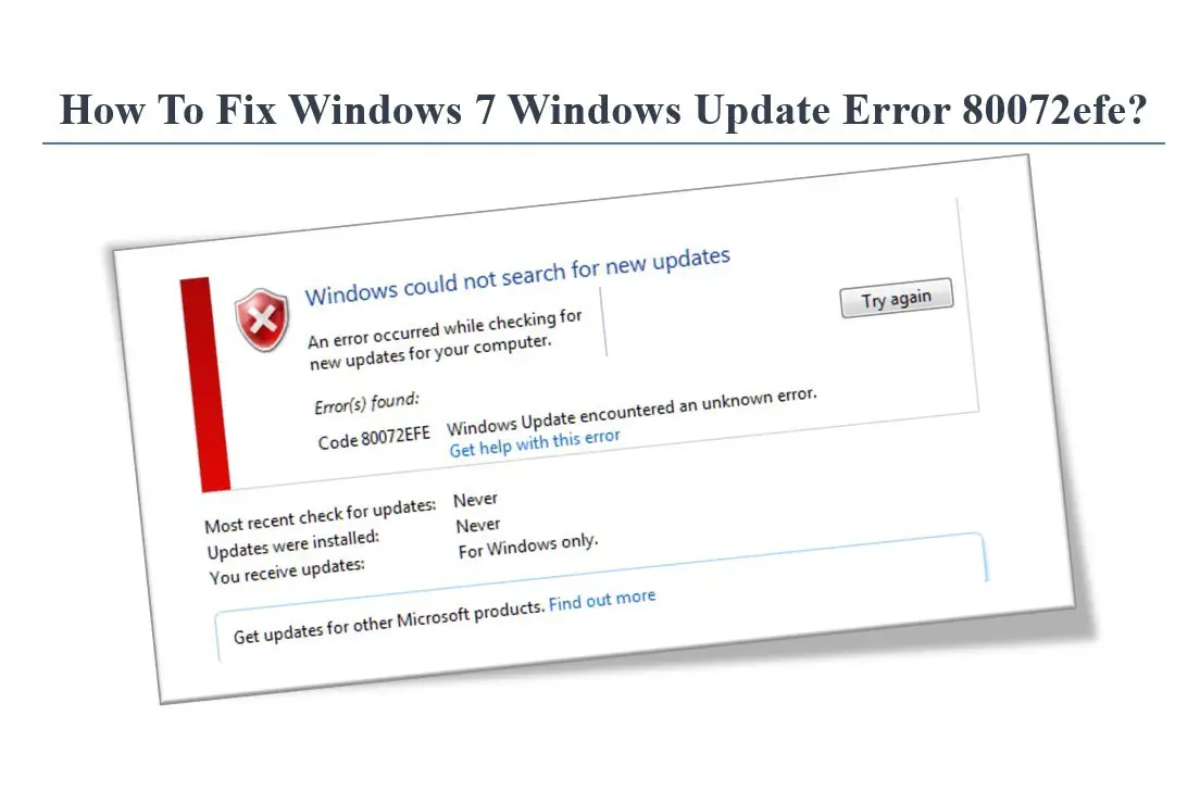 Windows 7 Windows update error 80072EFE