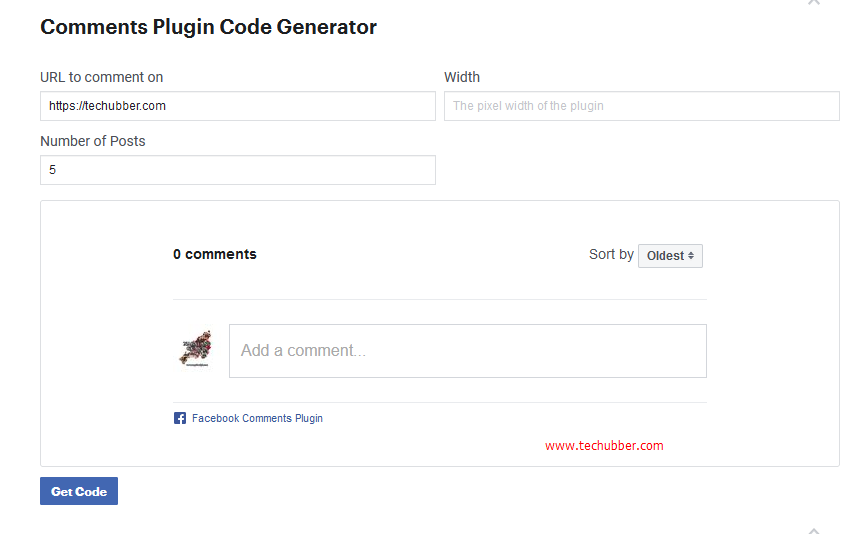 Facebook Comment Box code generator