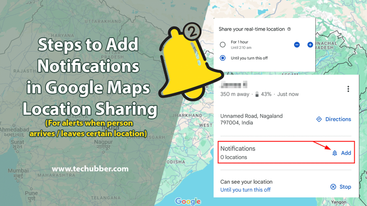 Google Maps Location sharing real-time live location notification alert