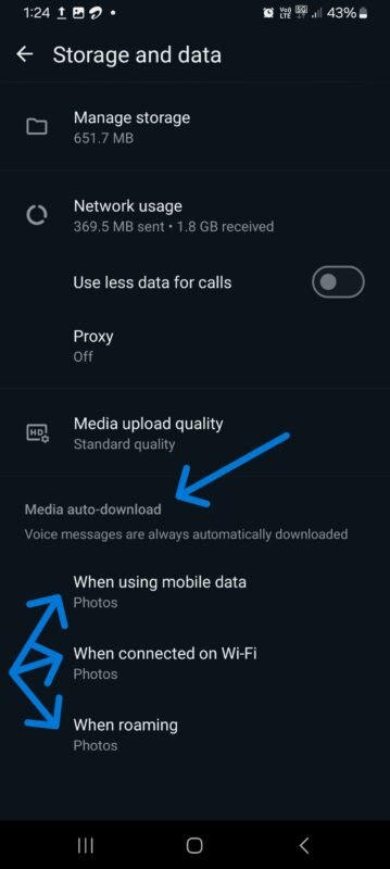 Disable WhatsApp Media Auto-Download