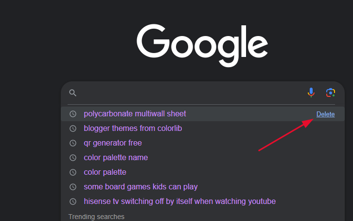 Delete Google Search History one by one