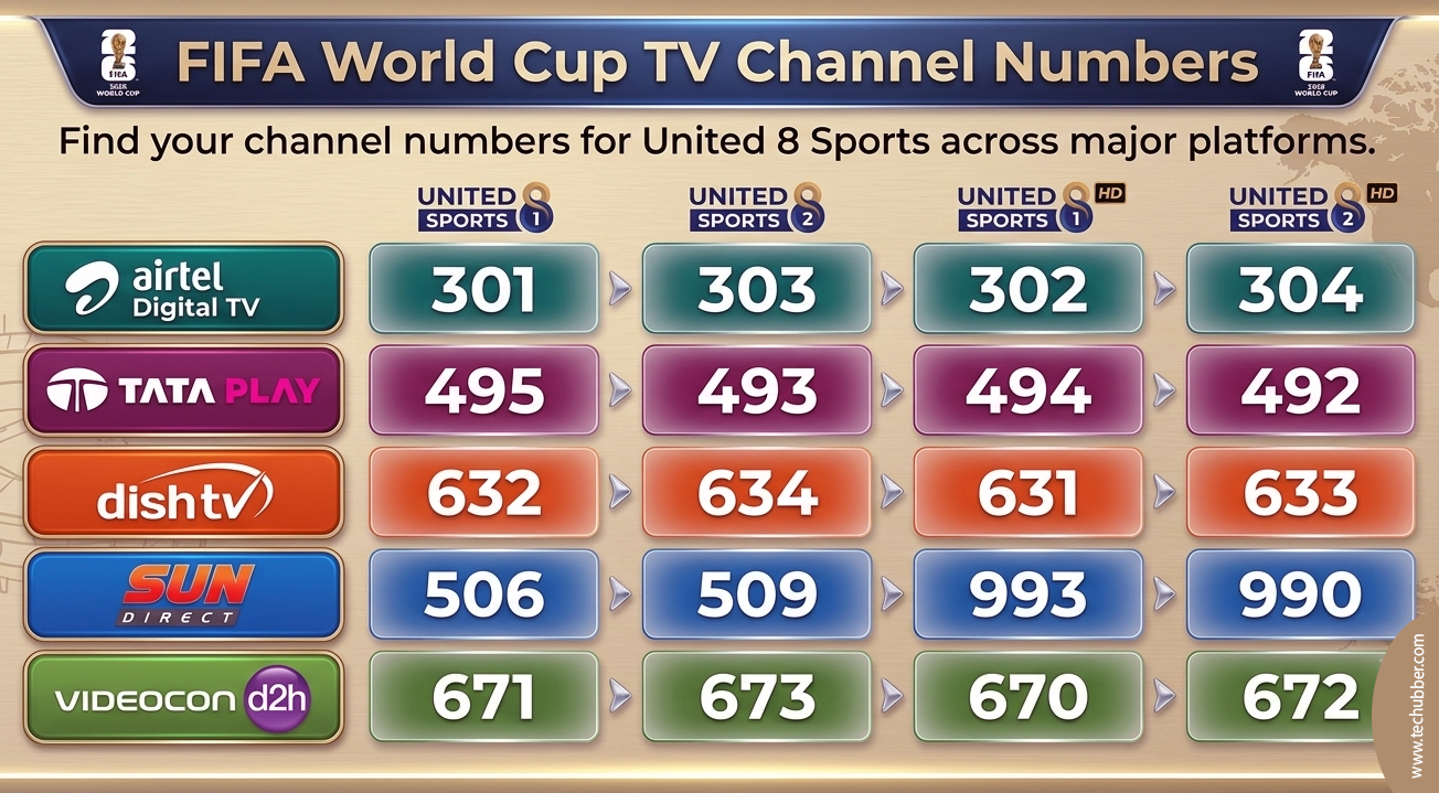 FIFA World Cup TV Channel Numbers India