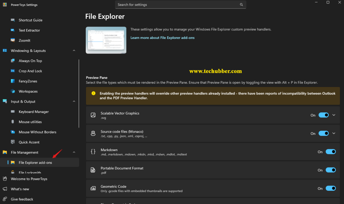 Microsoft PowerToys File Explorer Add-ons adds preview support for additional file formats