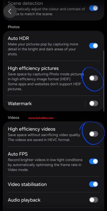 Disable HEIC on Android Phone