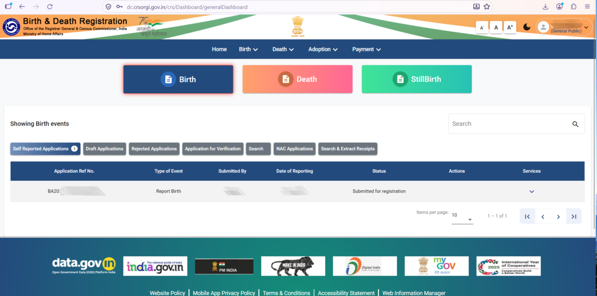 online-birth-certificate-india-crs-portal-status